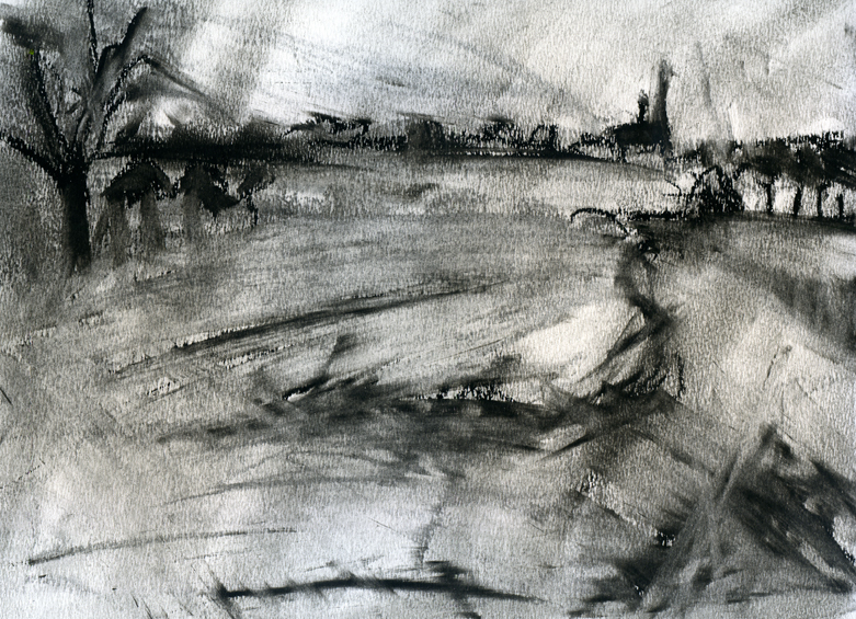 2012, charcoal on paper, 7" x 11"